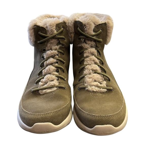Skechers On The Go Winter Chill Suede Olive Faux Fur Lined Boots Size 8.5 - Picture 4 of 8